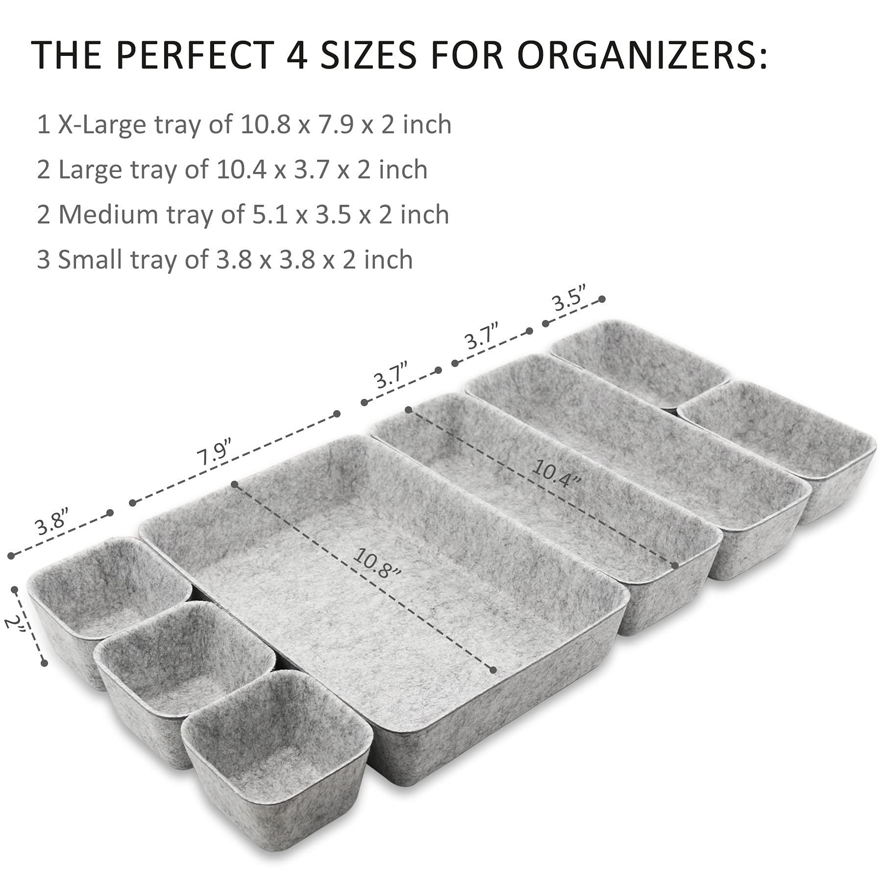 Newthinking Desk Drawer Organizer Trays, 8 Pack Square Storage Box Stackable Dividers, Save Desk
