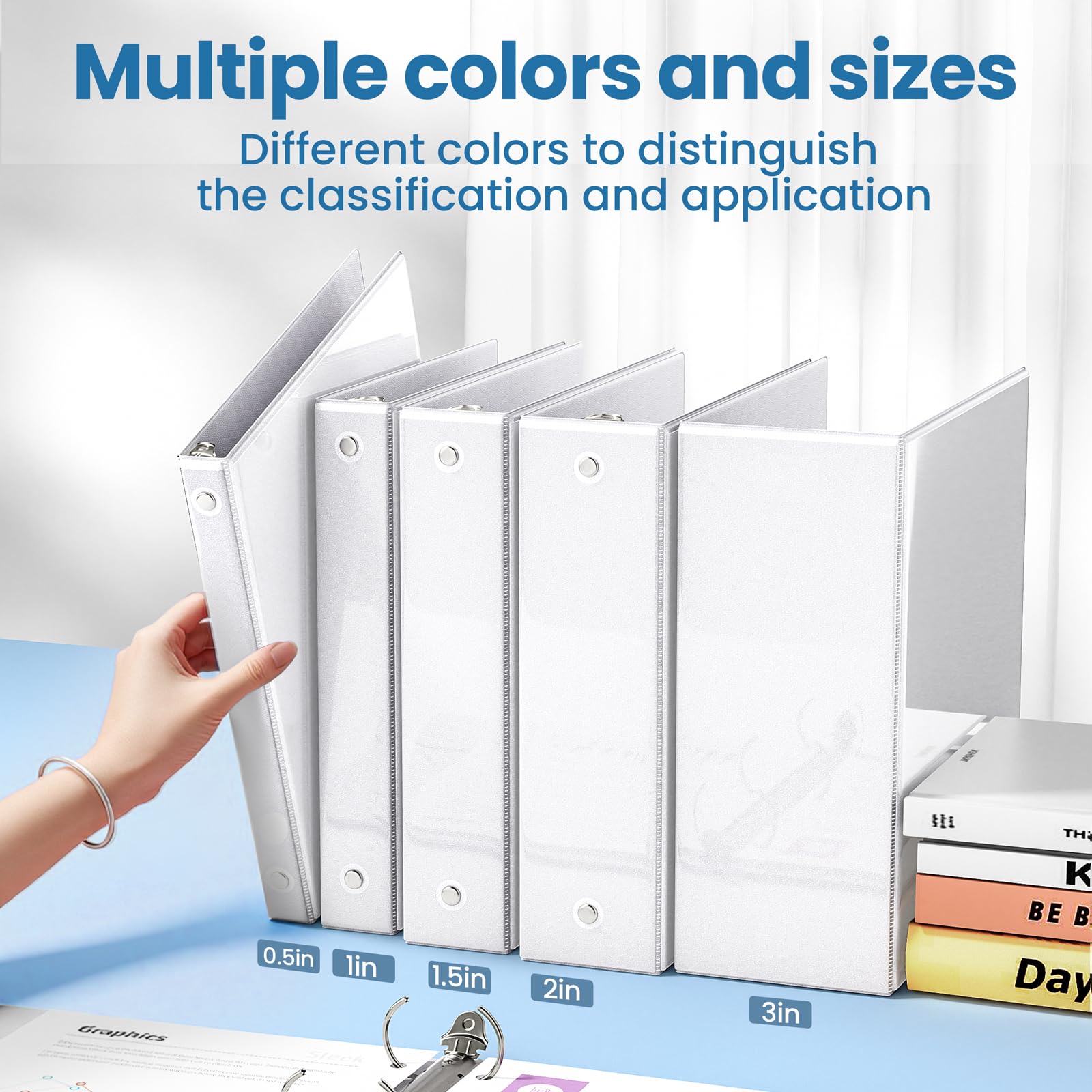 SUNEE 3 Ring Binder 1.5 Inch 1 Pack, Clear View Binder Three Ring PVC-Free (Fit 8.5x11 Inches) for