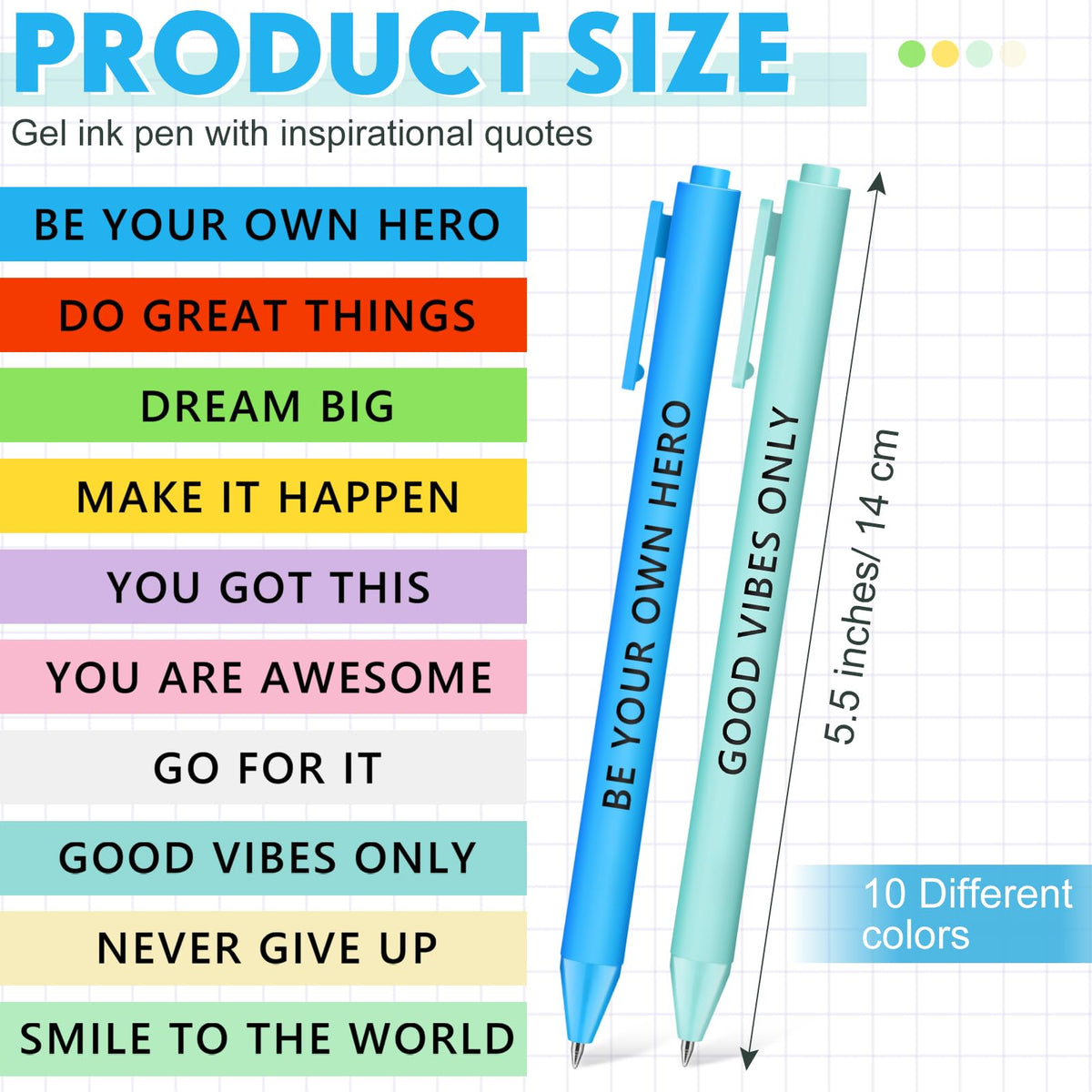Crtiin 100 Pcs Inspirational Pens Bulk Nude Shades, Motivation