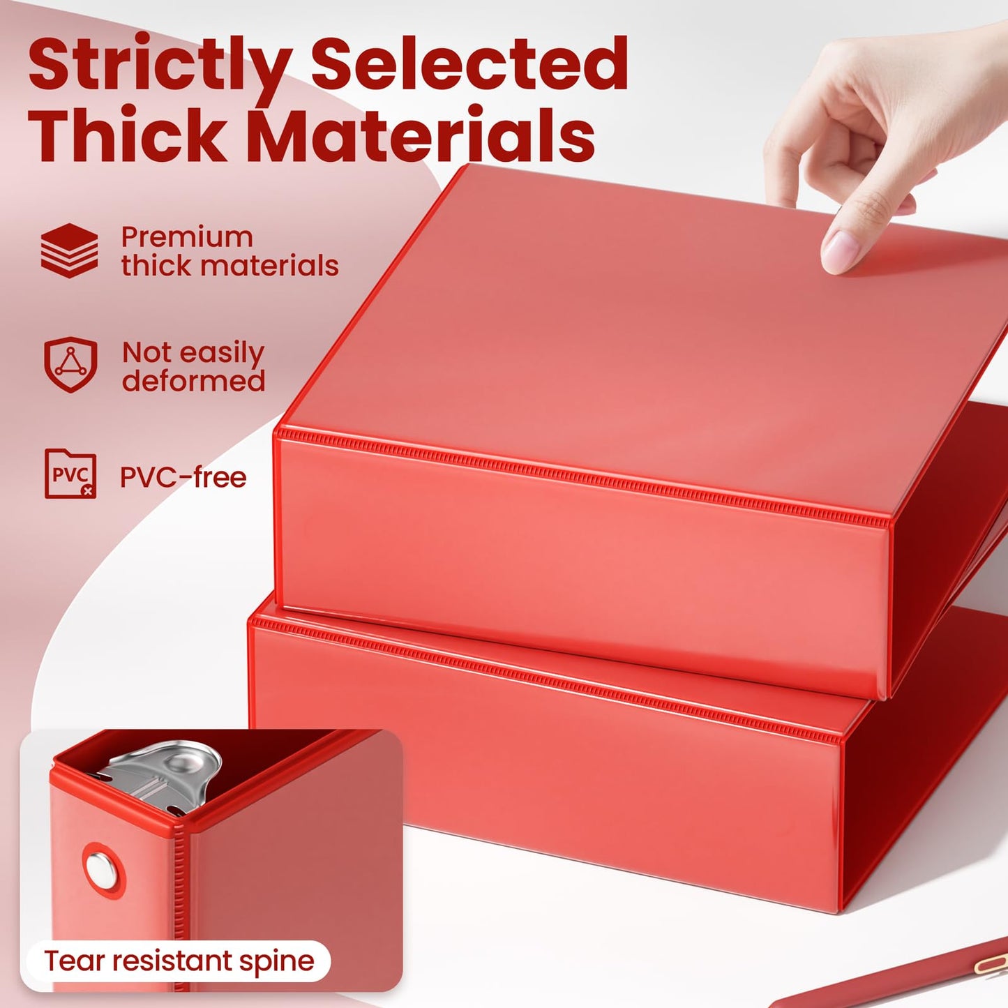 SUNEE 3 Inch Binders 3 Ring 6 Pack, Large 3" Clear View Three Ring Binder PVC-Free (Fit 8.5x11
