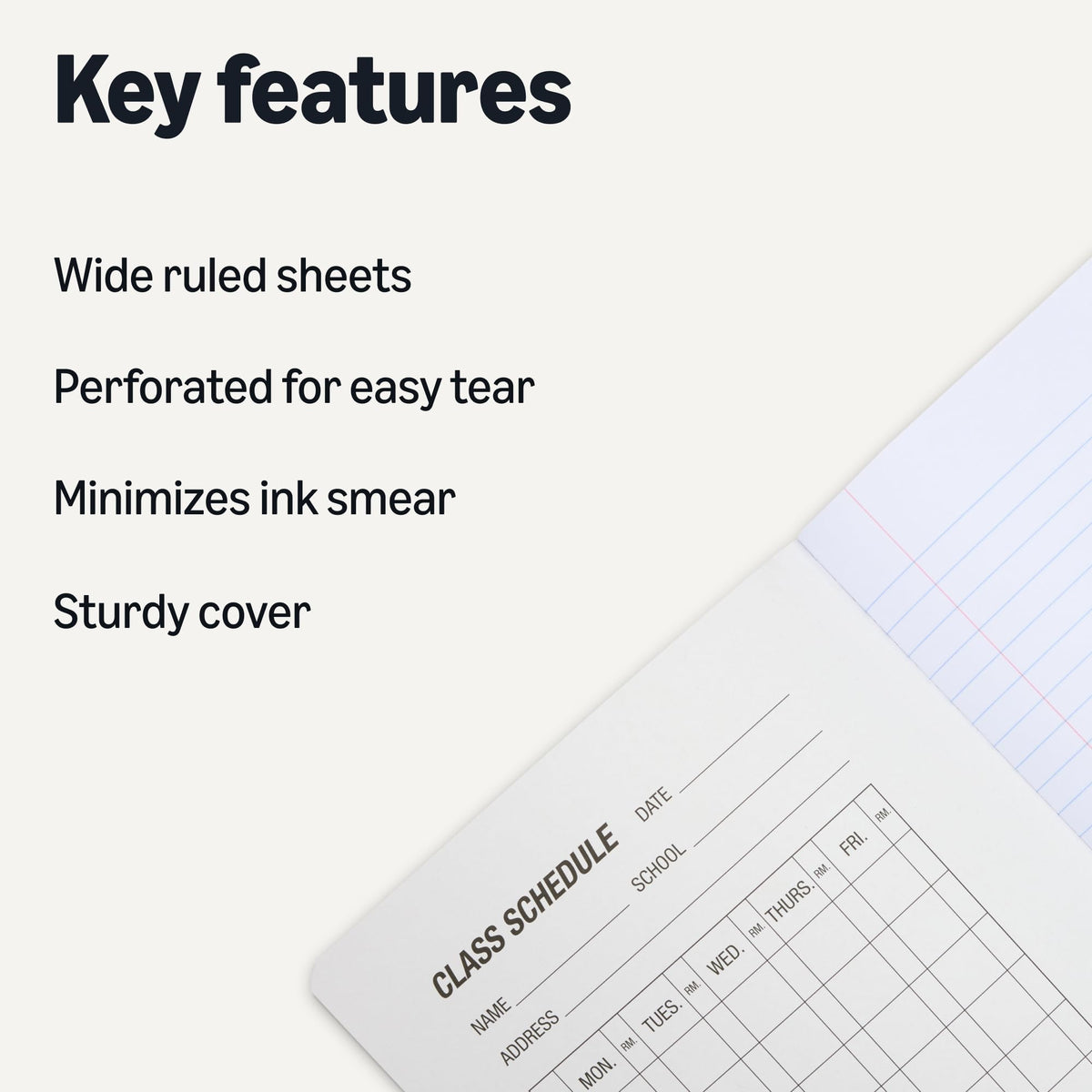 Amazon Basics Composition Notebook, Wide Ruled, 100 Sheets, 9.75" x 7.5", Assorted Marble Colors