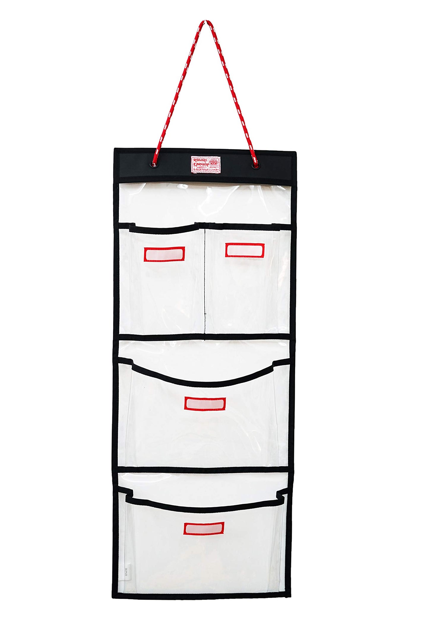 Rough Enough Locker Organizer, 4 Pockets Hanging for Gym Work Wall, Clear
