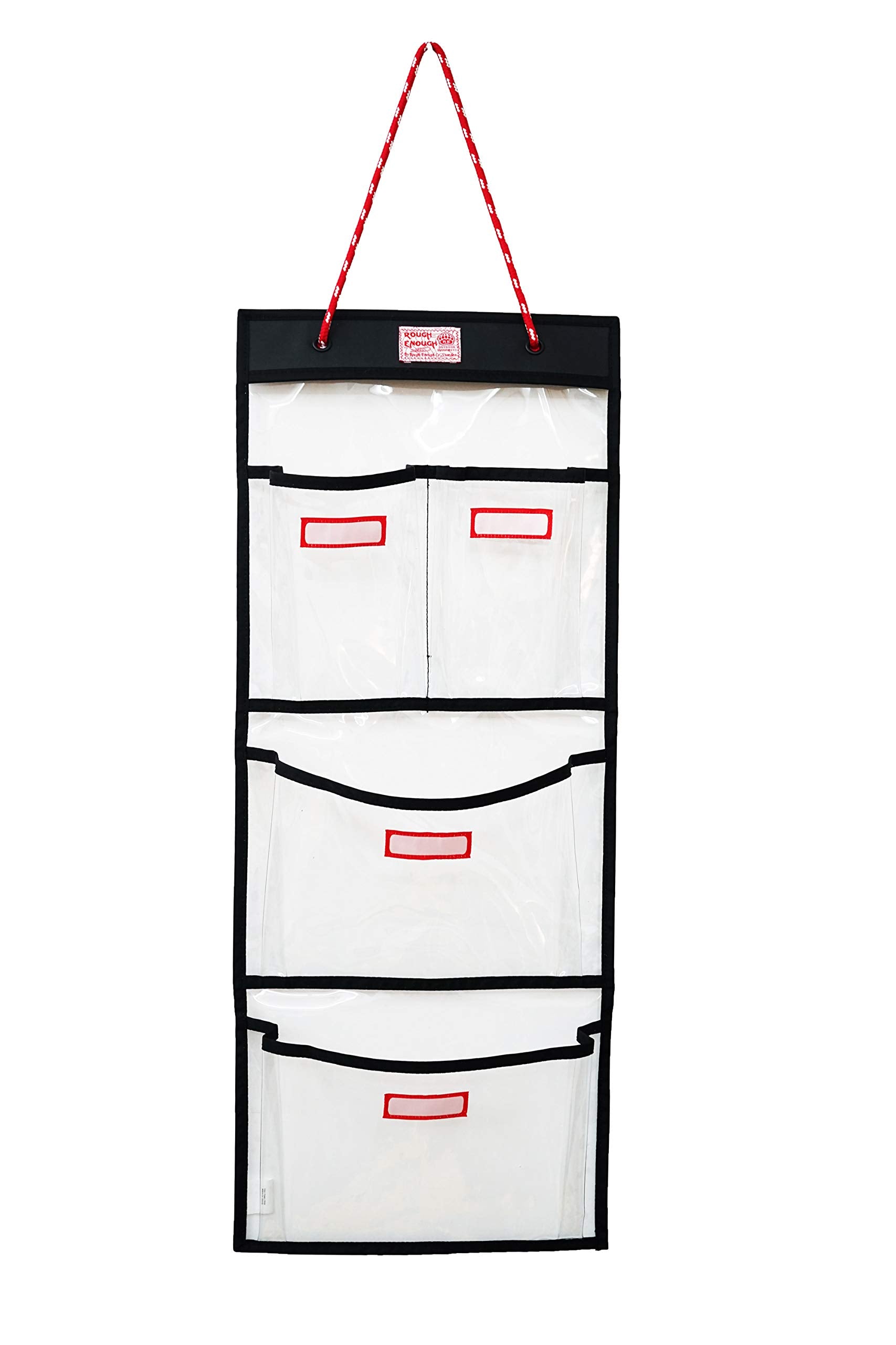 Rough Enough Locker Organizer, 4 Pockets Hanging for Gym Work Wall, Clear