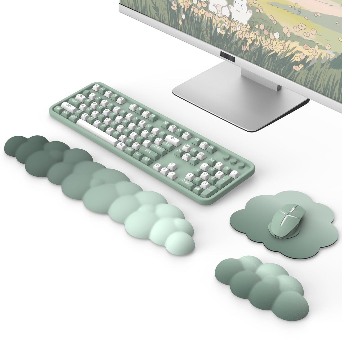 MoKo Cloud Wrist Rest for Keyboard and Mouse with Mouse Pad, Green