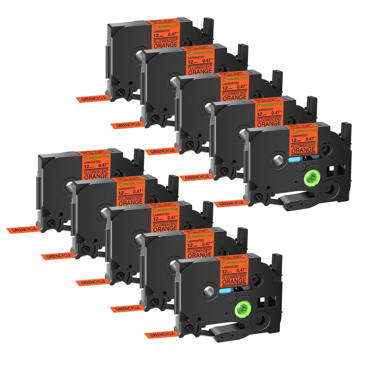 GREENCYCLE 10 Pack Compatible for Ptouch Label Maker Tape TZe-B31 TZ-B31 Black on Fluorescent
