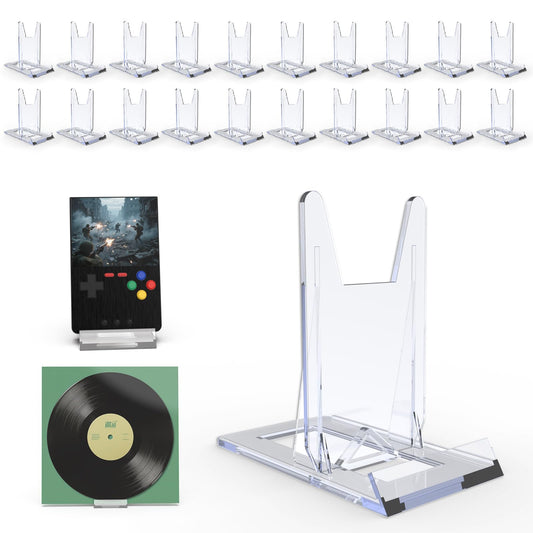JCrunaway Acrylic Book Stands for Display, 20 Pack Adjustable DVD Display Stand Small Easels for