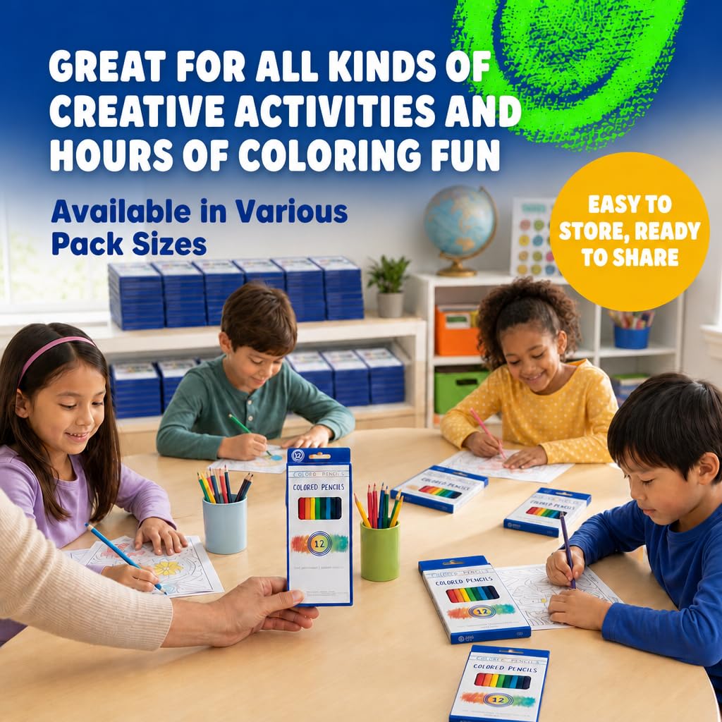 Color Swell Bulk Colored Pencils, Pre-Sharpened, 12 Packs (144 Total)