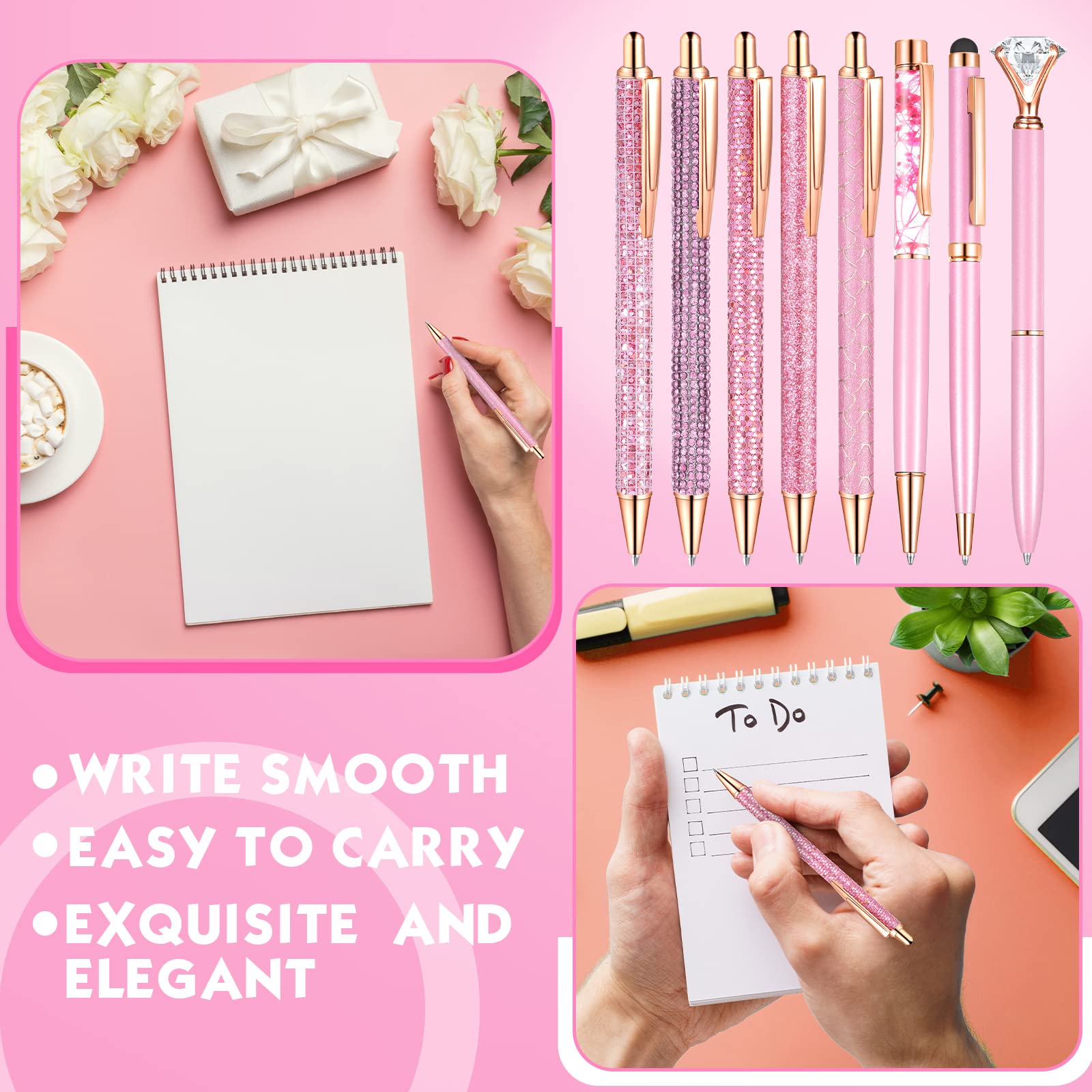 12 Pcs Diamond Pens Metal Liquid Sand Glitter Cute Ballpoint Pen Set Girly Crystal Pen Women