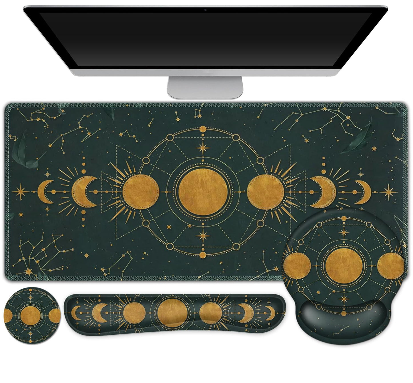 Large Desk Mat, Gaming Mouse Pad, Desk Pad Protector, XXL Mousepad + Keyboard Wrist Rest+Mouse