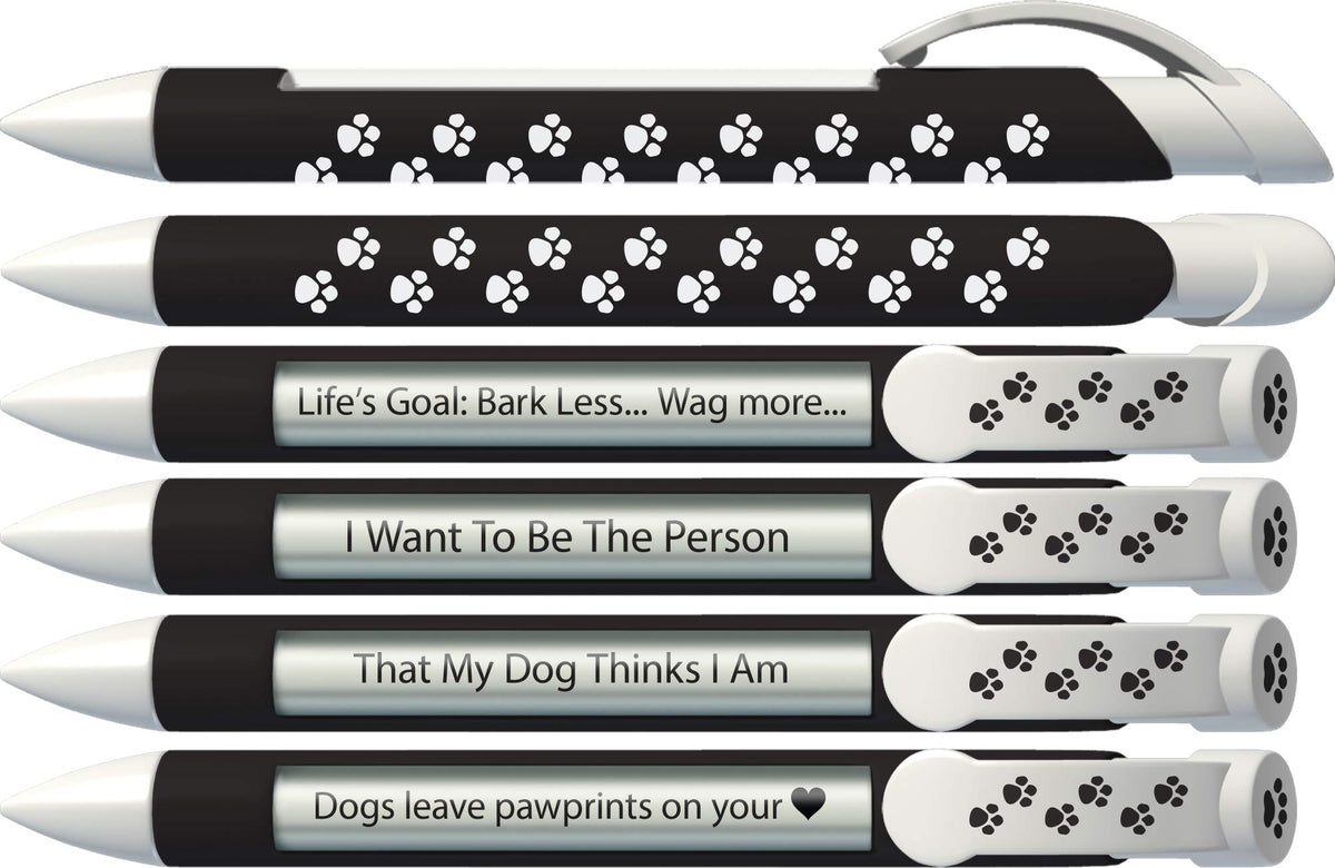 Greeting Pen Paw Prints Pens with Rotating Messages, 6 Pen Set (36591)