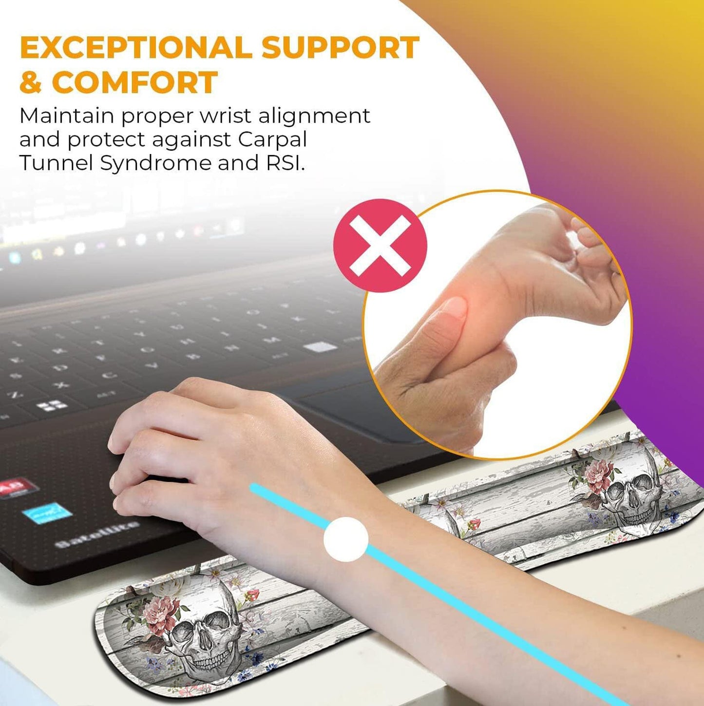 Mouse Pad with Wrist Support, Ergonomic Gel Mouse Pad, Memory Foam Keyboard Wrist Rest, Pattern