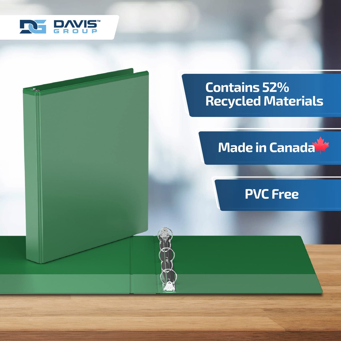 Easyview 3-Ring Binder, Clear-View Cover, 1" Round Rings, Green, 6 Pack