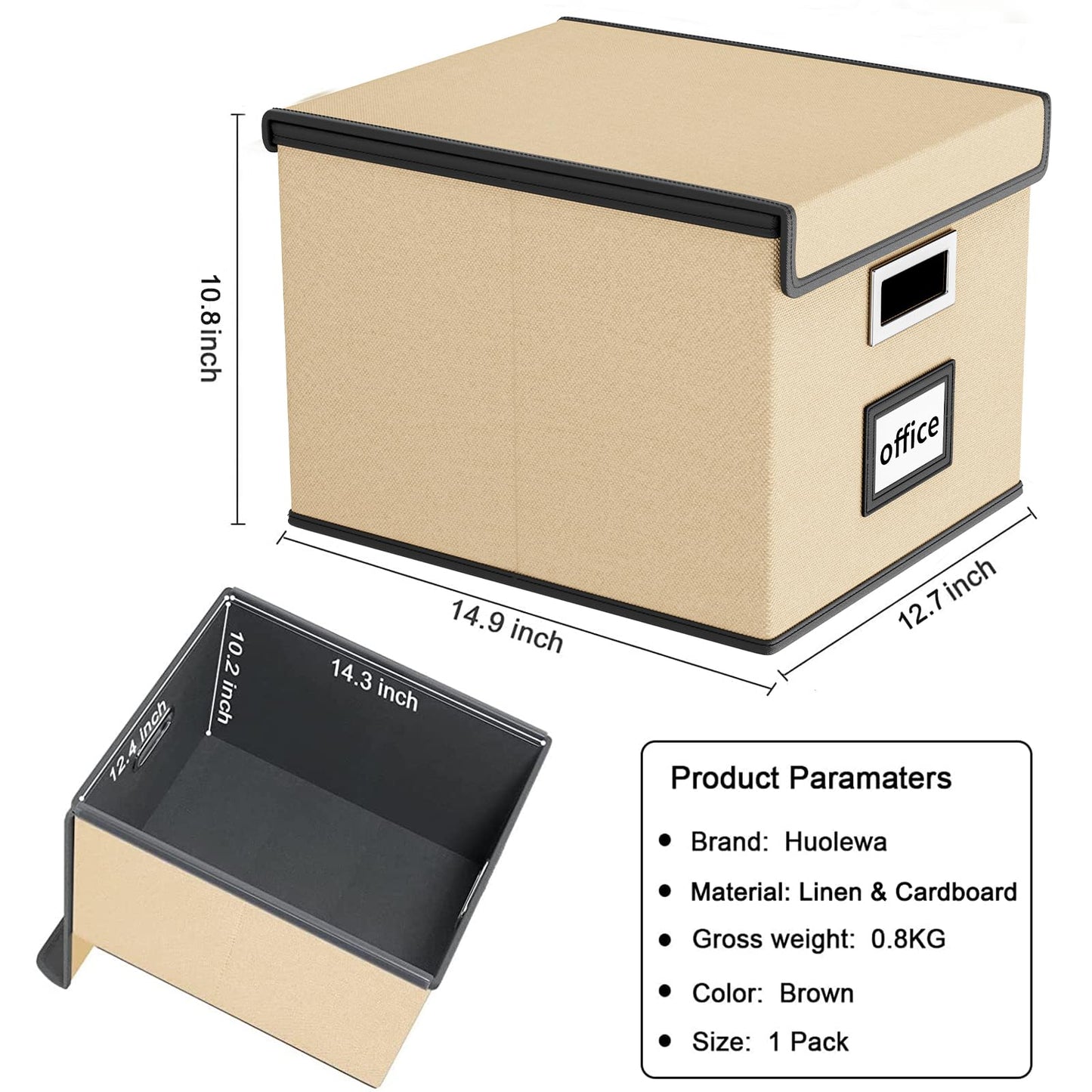 Huolewa File Organizer Box with Lids, Collapsible File Folder Organizer