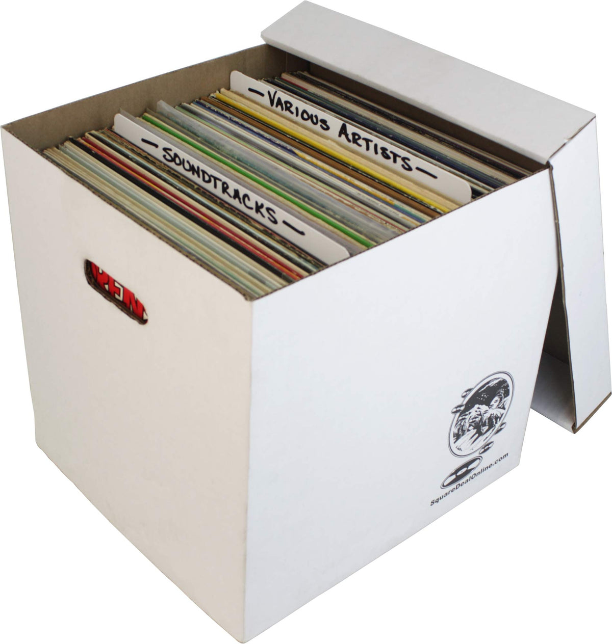 Durable 12 inch Vinyl Record Storage Box - Heavy-Duty Cardboard Construction with Removable Lid