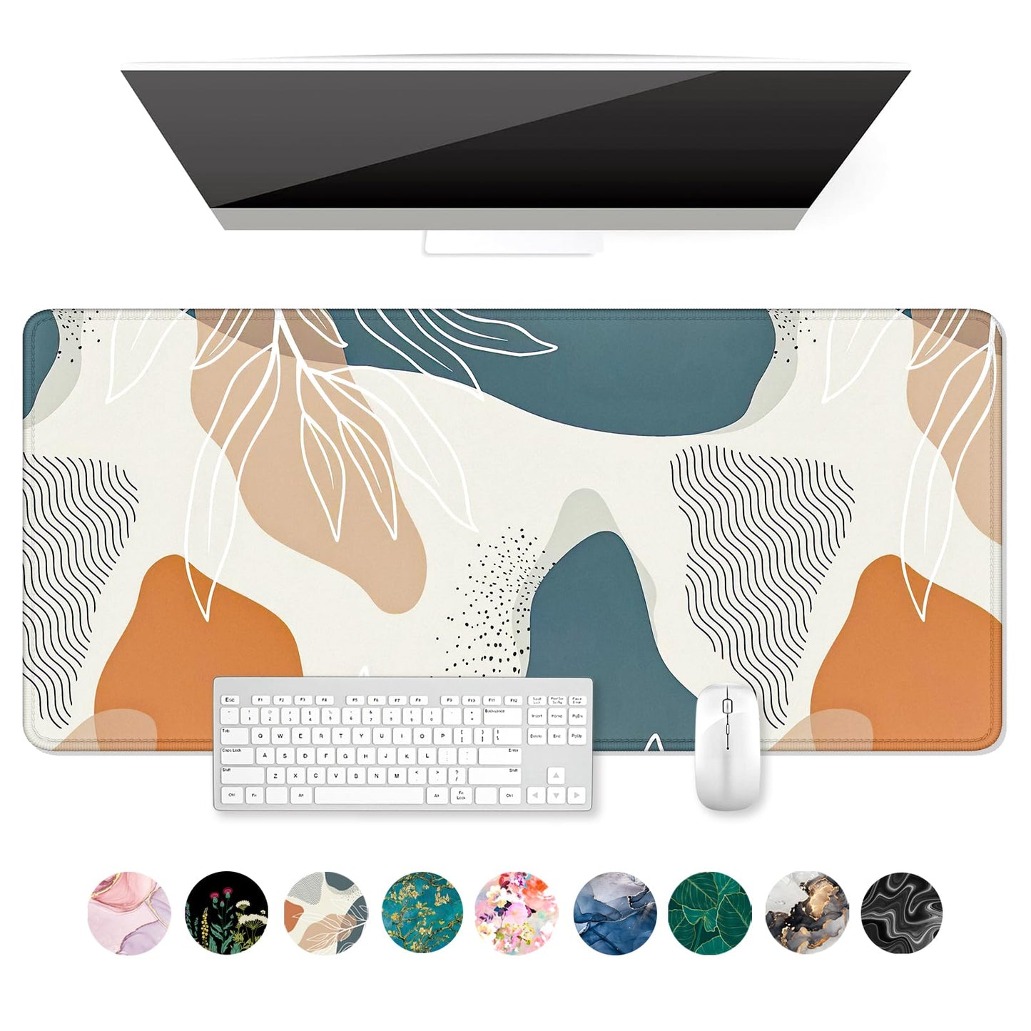 Auhoahsil Large Mouse Pad, XXL Desk Pad, Extened 35" x 15", Non-Slip Rubber Base, Stitched Edges