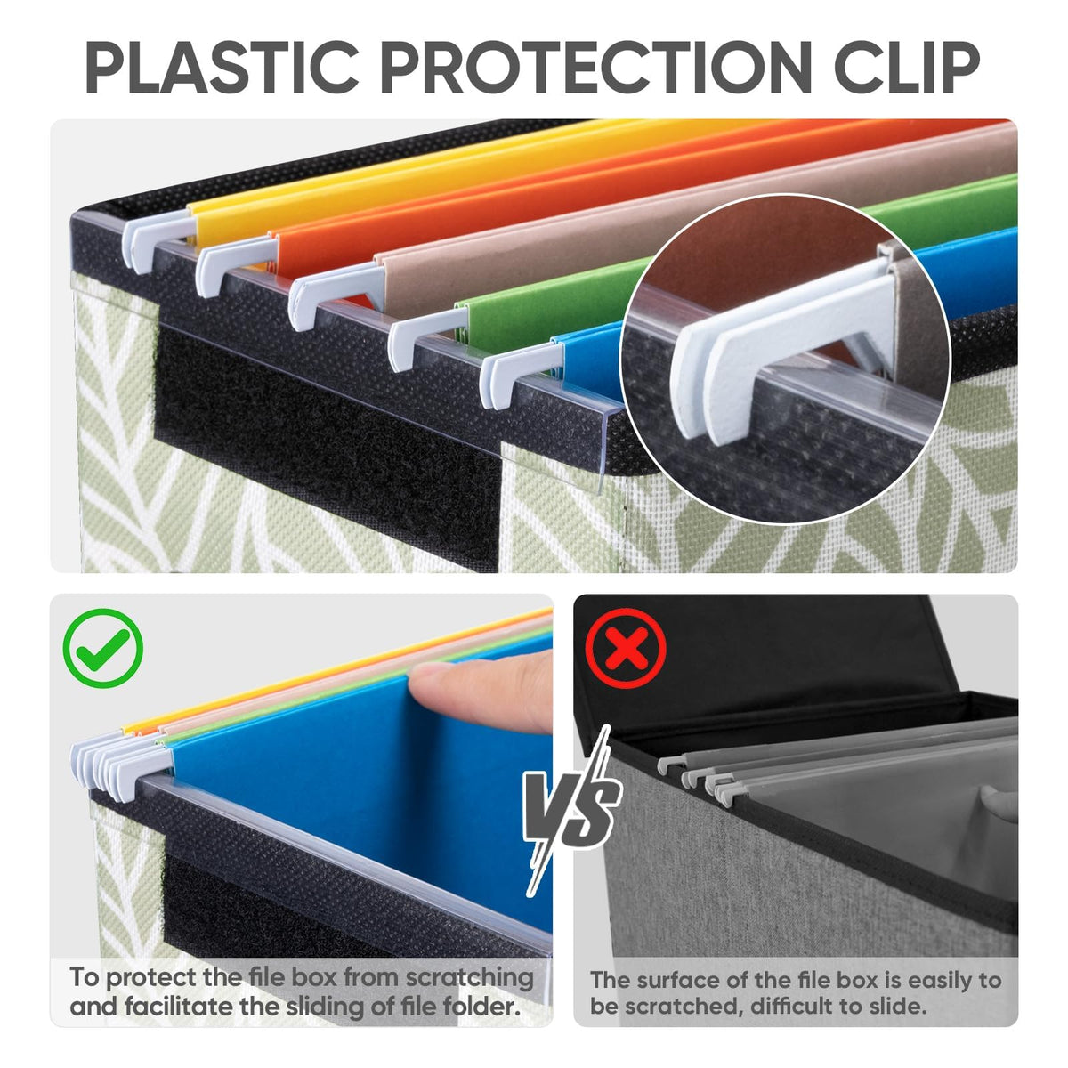 BALEINE File Organizer Box with Lid, Collapsible Hanging File Storage Box
