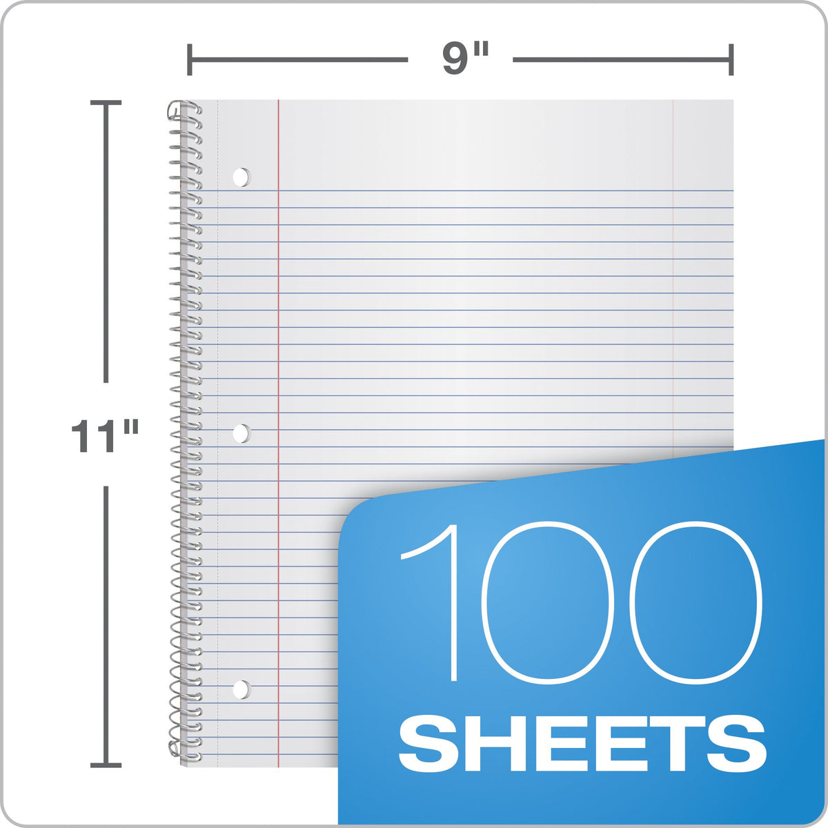Oxford Spiral Notebooks, 1 Subject, College Ruled Paper, Durable Plastic Cover, 100 Sheets, Durable