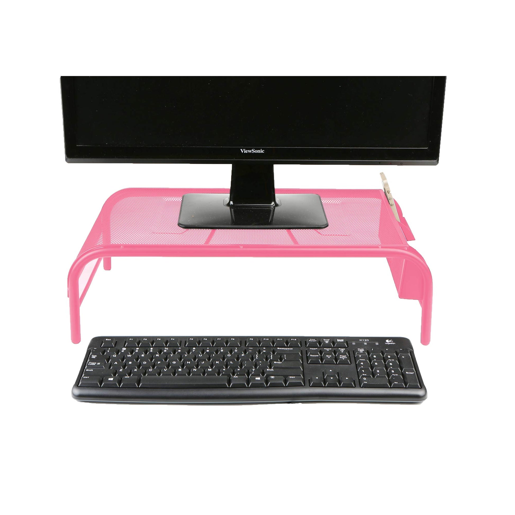 Mind Reader Monitor Stand, Ventilated Laptop Riser, Desktop Organizer, Side Storage, Metal Mesh