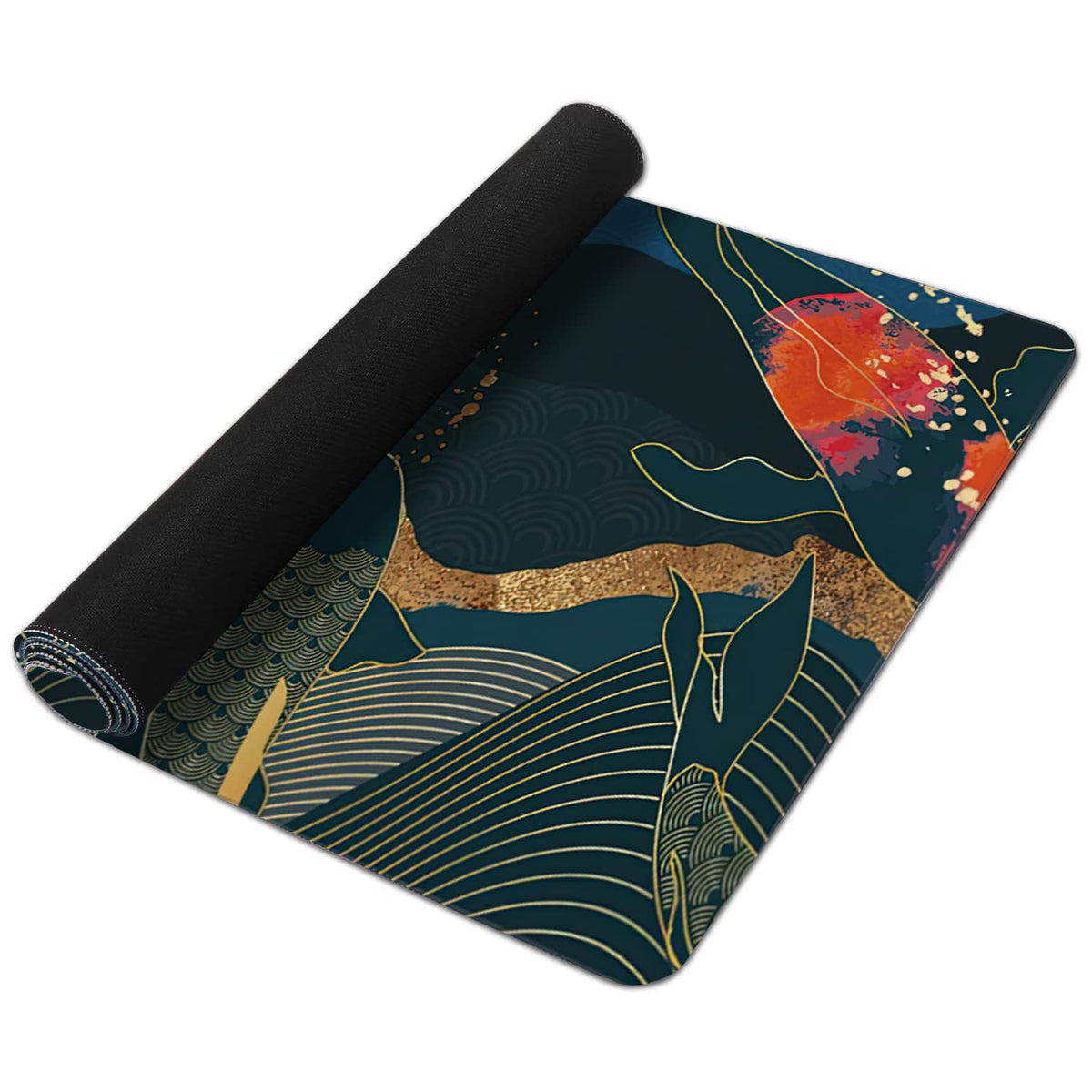Watercolor Japanese Koi Fish Extended Gaming Mouse Pad Large Desk Mat with Non-Slip Rubber Base and
