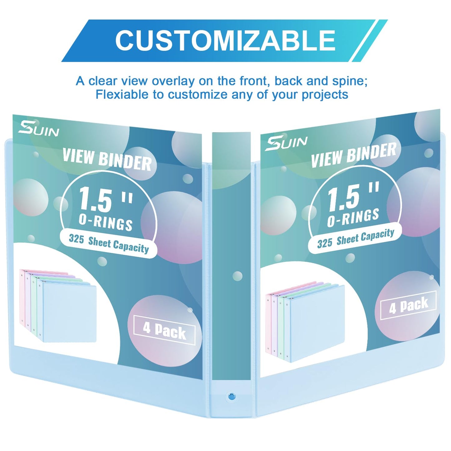 1.5'' 3-Ring-Binder with Pockets, 325 Sheets Capacity, 2 inch Binders fits 11" x 8.5" US Letter