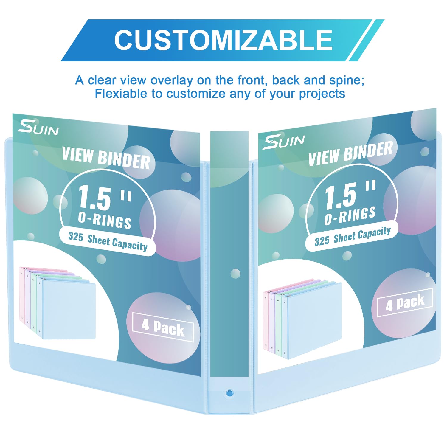 1.5'' 3-Ring-Binder with Pockets, 325 Sheets Capacity, 2 inch Binders fits 11" x 8.5" US Letter