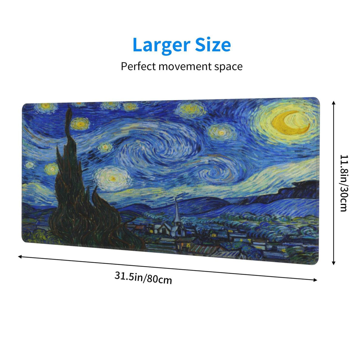 Van Gogh Starry Night Mouse Pad Extended Large Gaming Mousepad XL Big Long Oversized Desk Mat