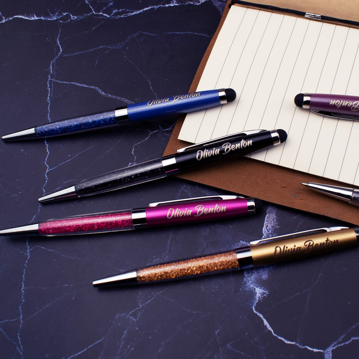 Ancolo Personalized Ballpoint Pens with Stylus Tip Stylish Crystal Pens