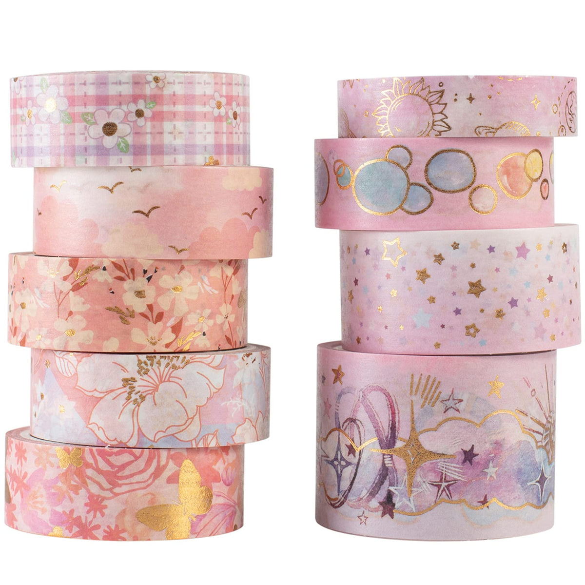 YUBBAEX Mystic Gold Washi Tape Set Wide Silver Foil Masking Tape Decorative for Arts, DIY Crafts