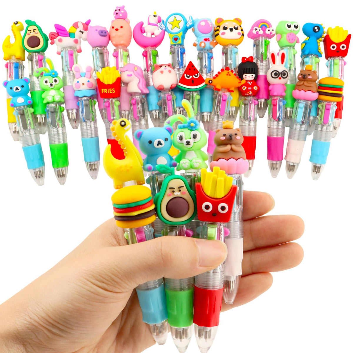 Scettar 32Pcs Multicolor Pen in One 4-in-1, Cute Ballpoint Pens Bulk for School Office, Classroom