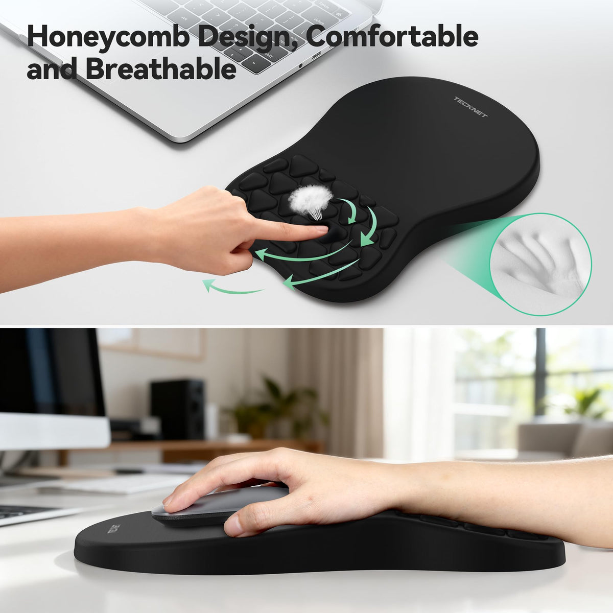 TECKNET Keyboard Wrist Rest and Mouse Pad 2 in 1 Set with Wrist Support