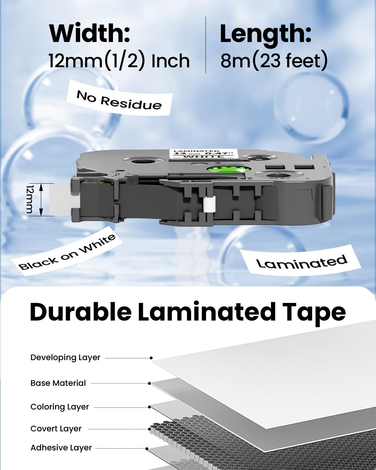 TZe-231 Compatible with Brother Label Maker Tape TZe TZ Tape 12mm 0.47