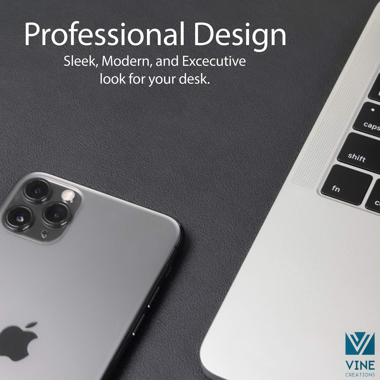Vine Creations Leather Desk Mat 24" x 17", Desk Protector, PU Leather Desk Pad, Small Desk Pad Mat