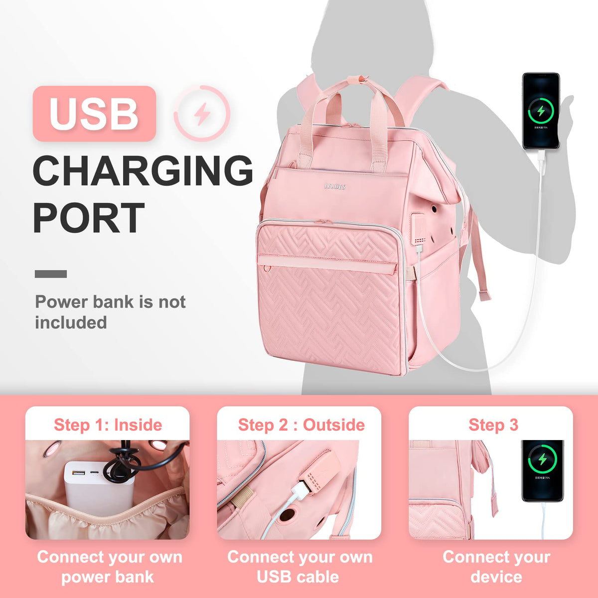 Leudes Crochet Bag Backpack for Yarn Storage Tote Travel Large Knitting Bag