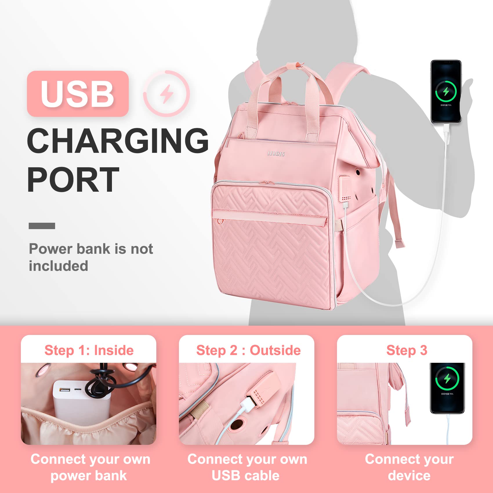 Leudes Crochet Bag Backpack for Yarn Storage Tote Travel Large Knitting Bag