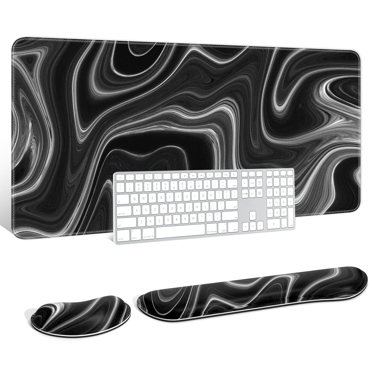 Auhoahsil Large Mouse Pad with Wrist Rests for Keyboard & Mouse, Thick Soft Ergonomic Memory Foam