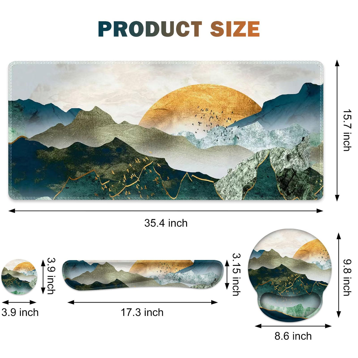 Gaming Mouse Pad, Large Desk Mat, Cute Desk Pad Protector, 4in1 XXL Mousepad +Keyboard Wrist