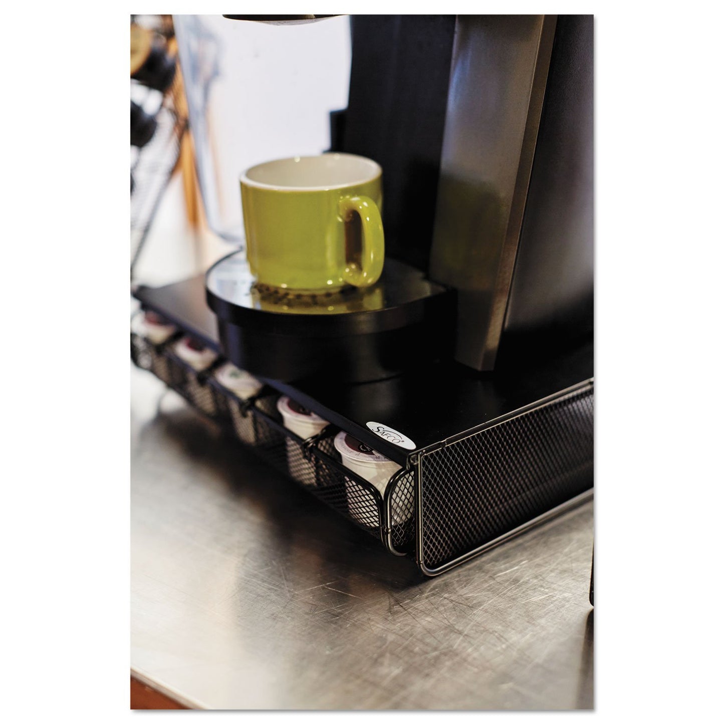 Safco Coffee and Sugar Organizer 3274BL Hospitality Tray, Home, Office, & Hotel, 1 Drawer, Black