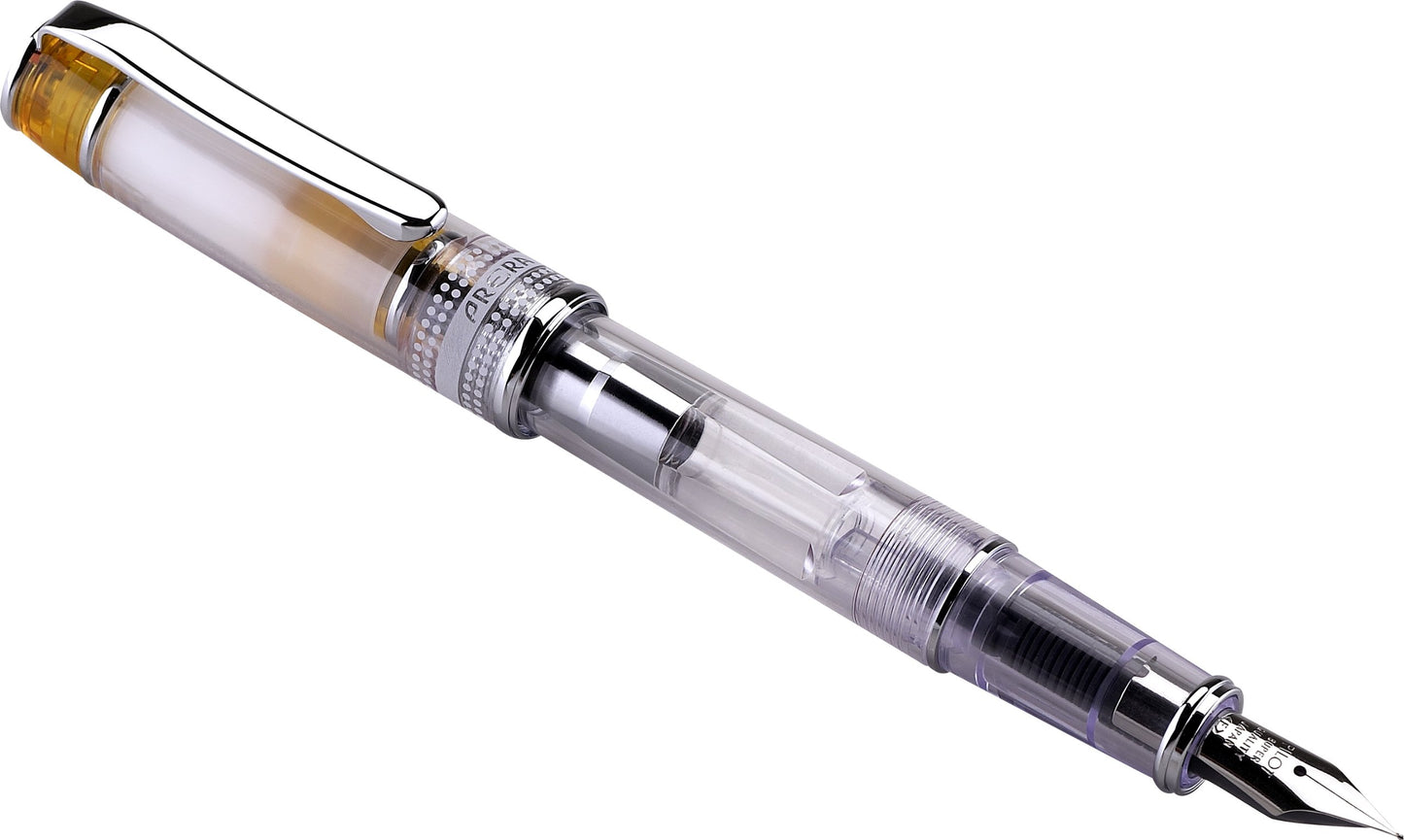 PILOT Prera Fountain Pen, Clear Barrel with Orange/Silver Accents, Medium Nib (60824)