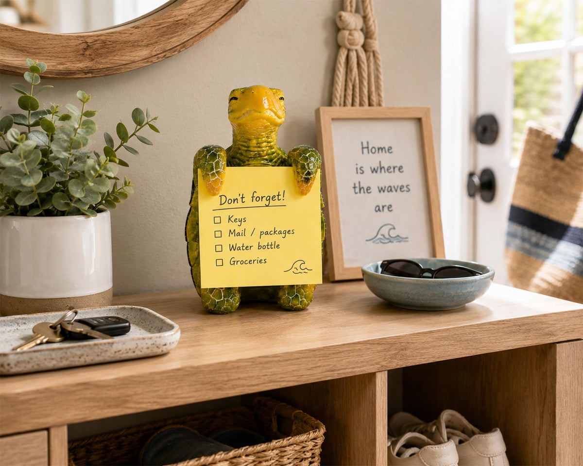 HORTIX Sea Turtle Pop-Up Sticky Note Dispenser for 3 x 3 in Notes, Green