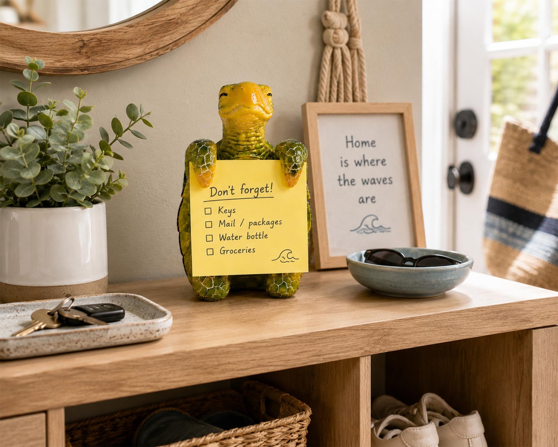 HORTIX Sea Turtle Pop-Up Sticky Note Dispenser for 3 x 3 in Notes, Green