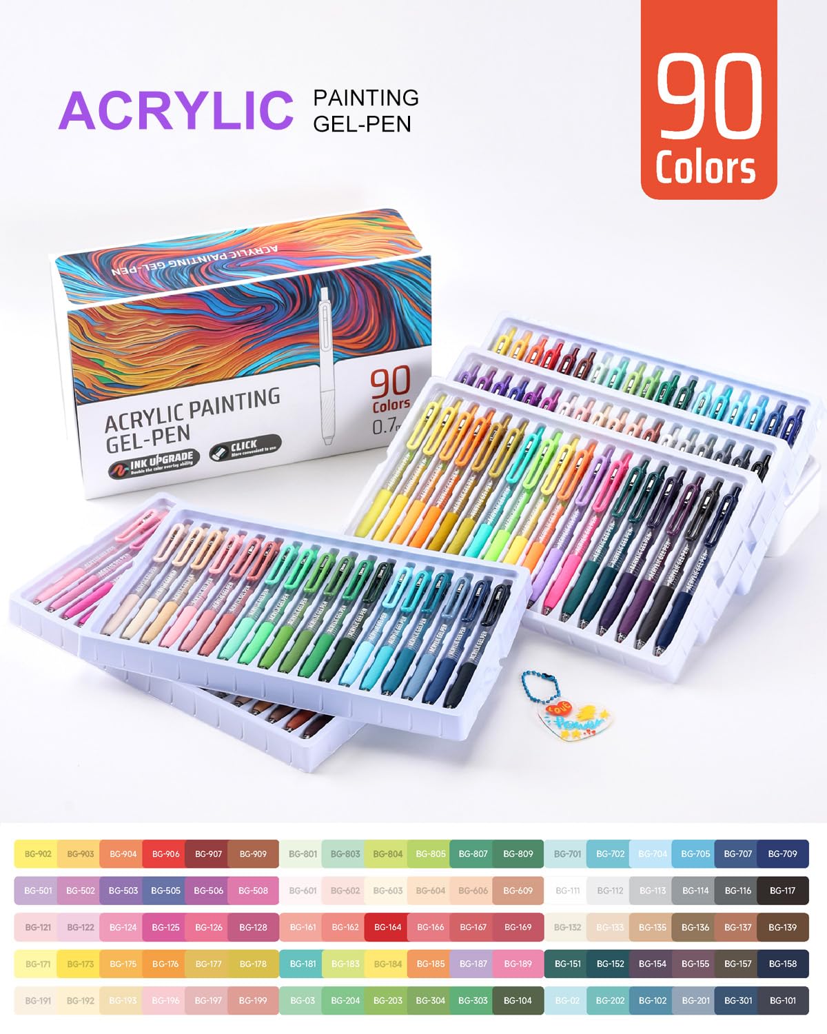Xipan Acrylic Gel Pens for Coloring, 90 Colors Retractable Colored Pens