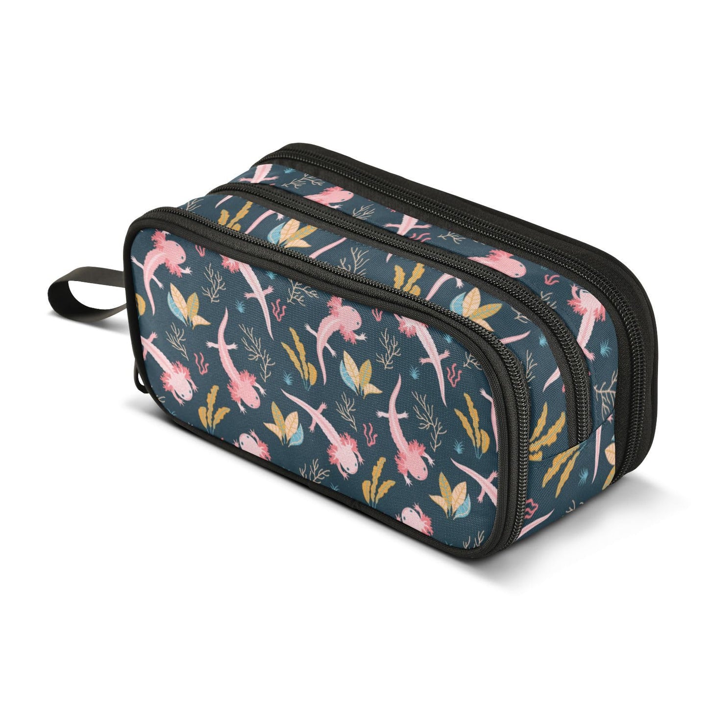 Sletend Pencil Case Cute Axolotl Salamander 3 Compartments Pencil Pouch