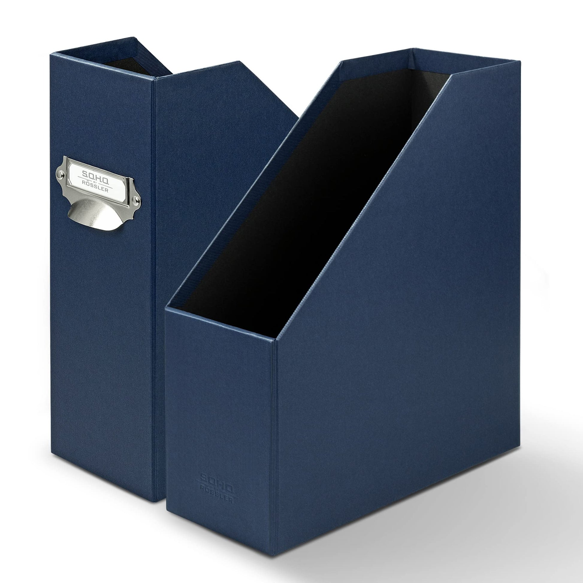Rössler SOHO 115mm A4 Magazine Box with Handle and Index Holder - Navy Blue