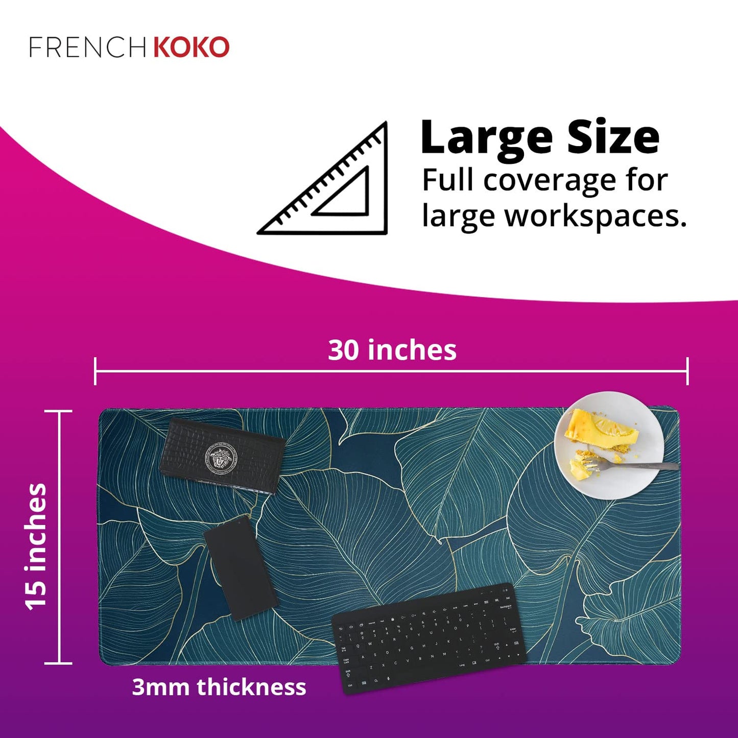 French KOKO Large Mouse Pad, Desk Mat, Keyboard Pad, Desktop Home Office School Essentials College