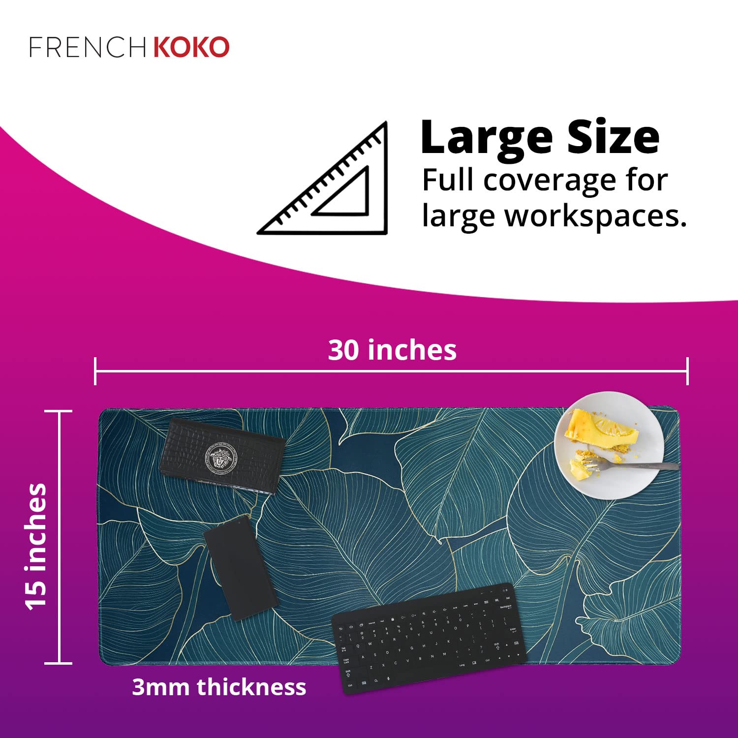 French KOKO Large Mouse Pad, Desk Mat, Keyboard Pad, Desktop Home Office School Essentials College