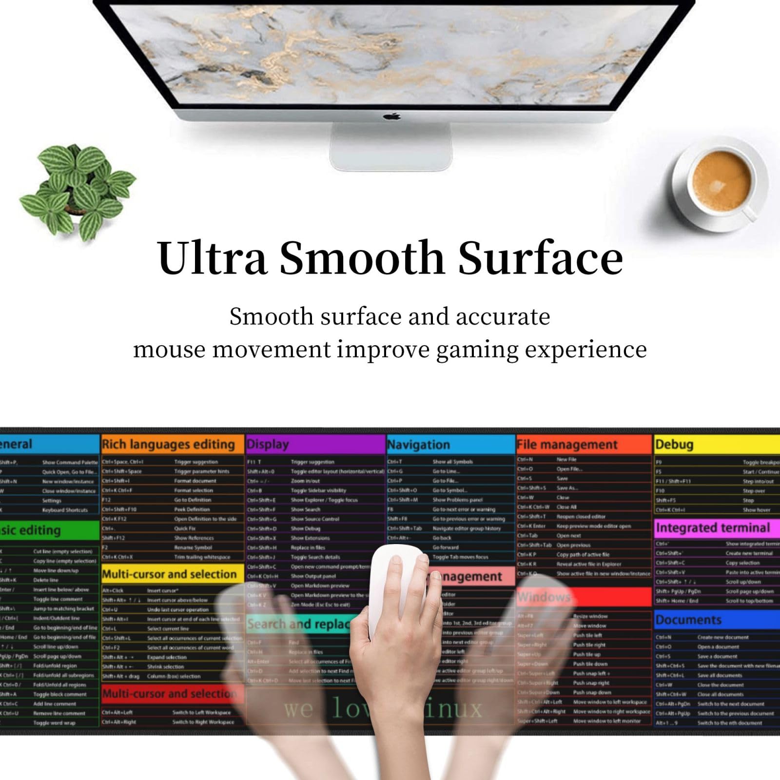 Sigouyinei Extra Large Desk Pad 31.5x12in Office Gaming Non-Slip Mouse Pad