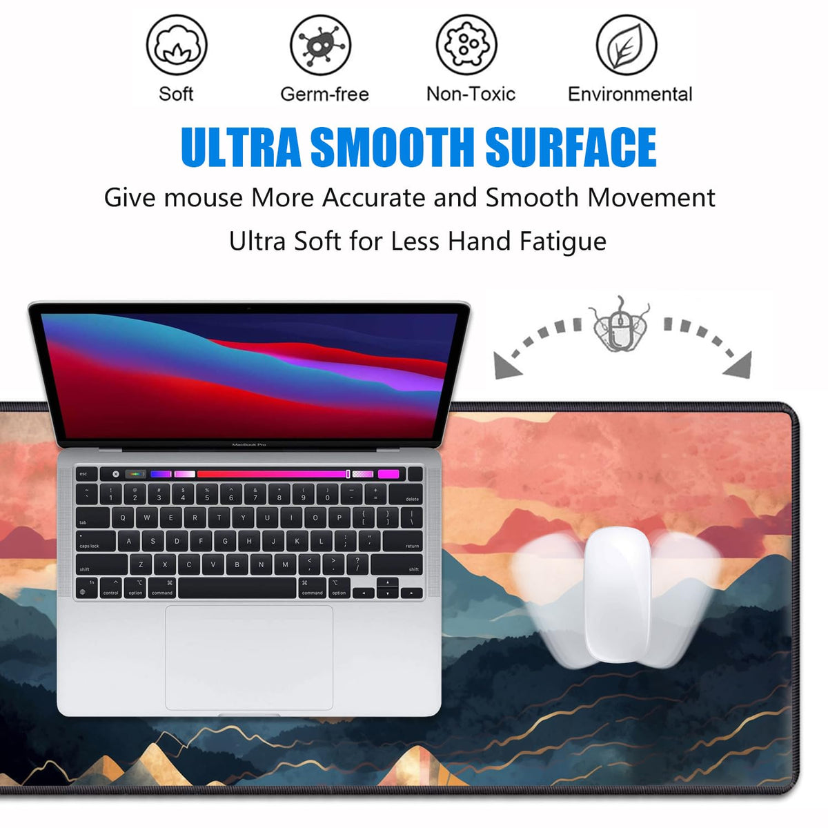 Desk Pad Mat Gaming Mouse Pads with Coasters, 31.5"x 11.8" XXL Large Big Computer Keyboard Mouse