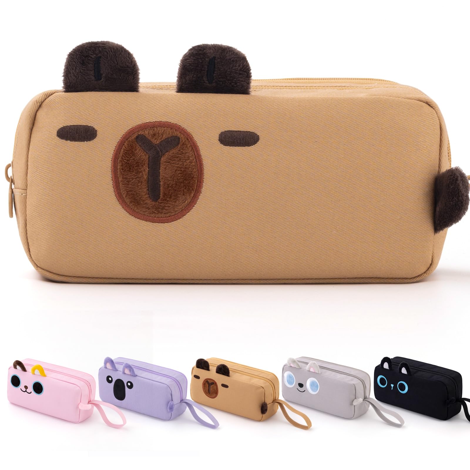 CICIMELON Cute Pencil Case, Large Capacity Pen Pouch, Capybara, Brown