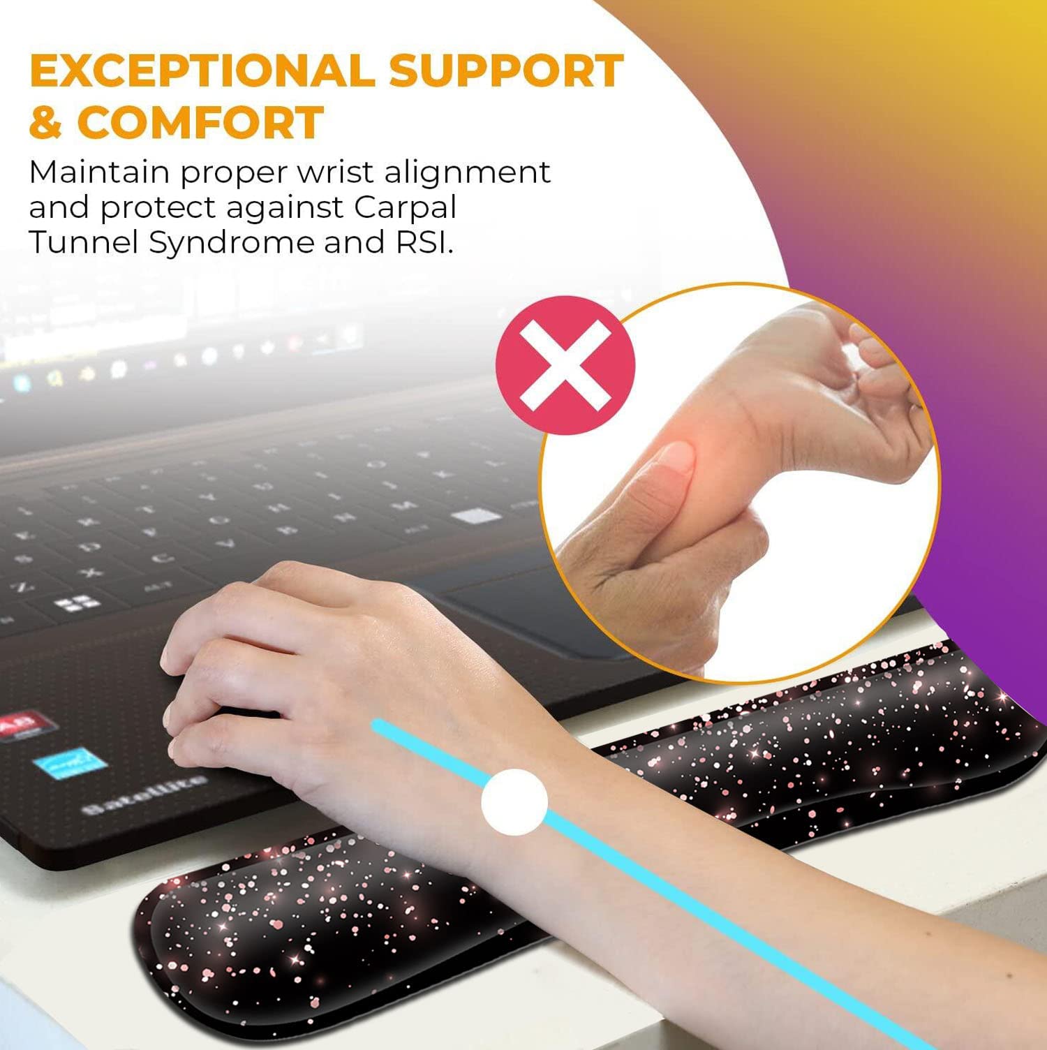 Ergonomic Gel Mouse Pad with Wrist Support - Soft Memory Foam Keyboard Rest, Dirt-Resistant