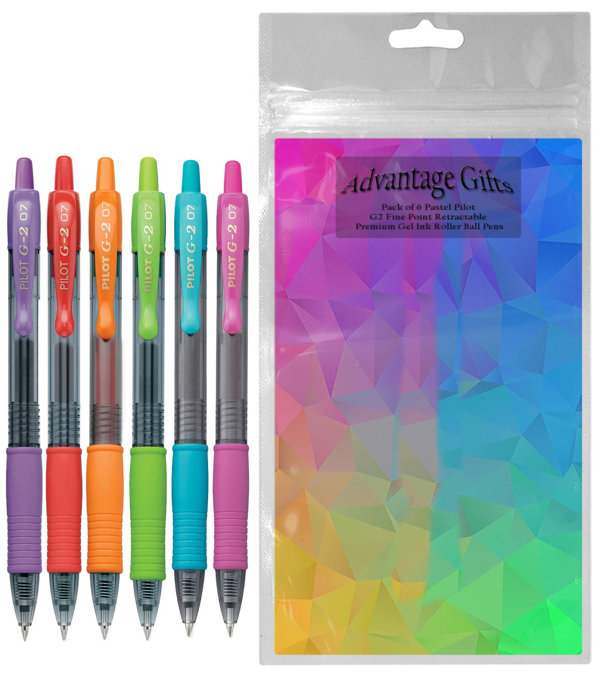 Advantage Gifts G2 Retractable Premium Gel Ink Roller Ball Pens Fine Point (.7mm) Assorted Colors